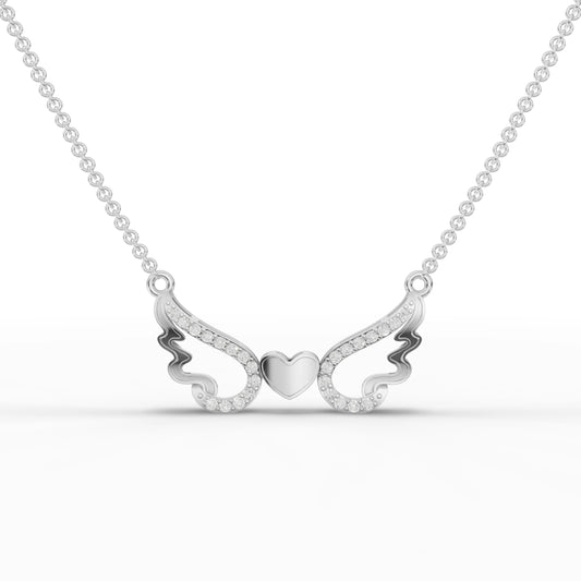 0.2CT Round Lab Diamond Premium Wings Chain Pendant - Buvea Jewels