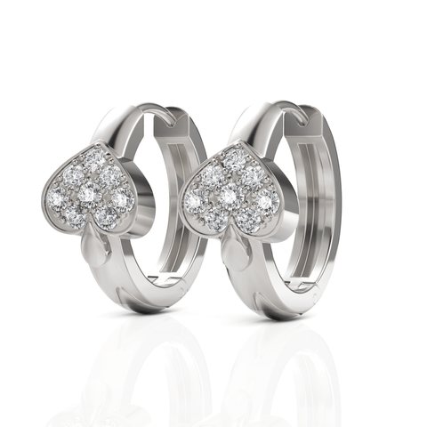 0.32CT Round Lab Diamond Heart Shape Huggie Earrings - Buvea Jewels