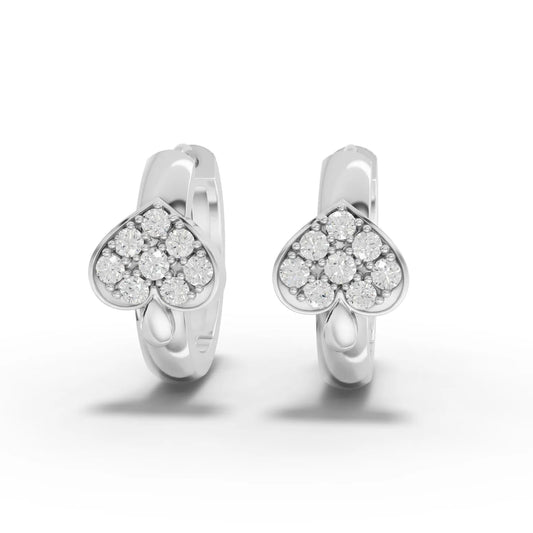 0.32CT Round Lab Diamond Heart Shape Huggie Earrings - Buvea Jewels