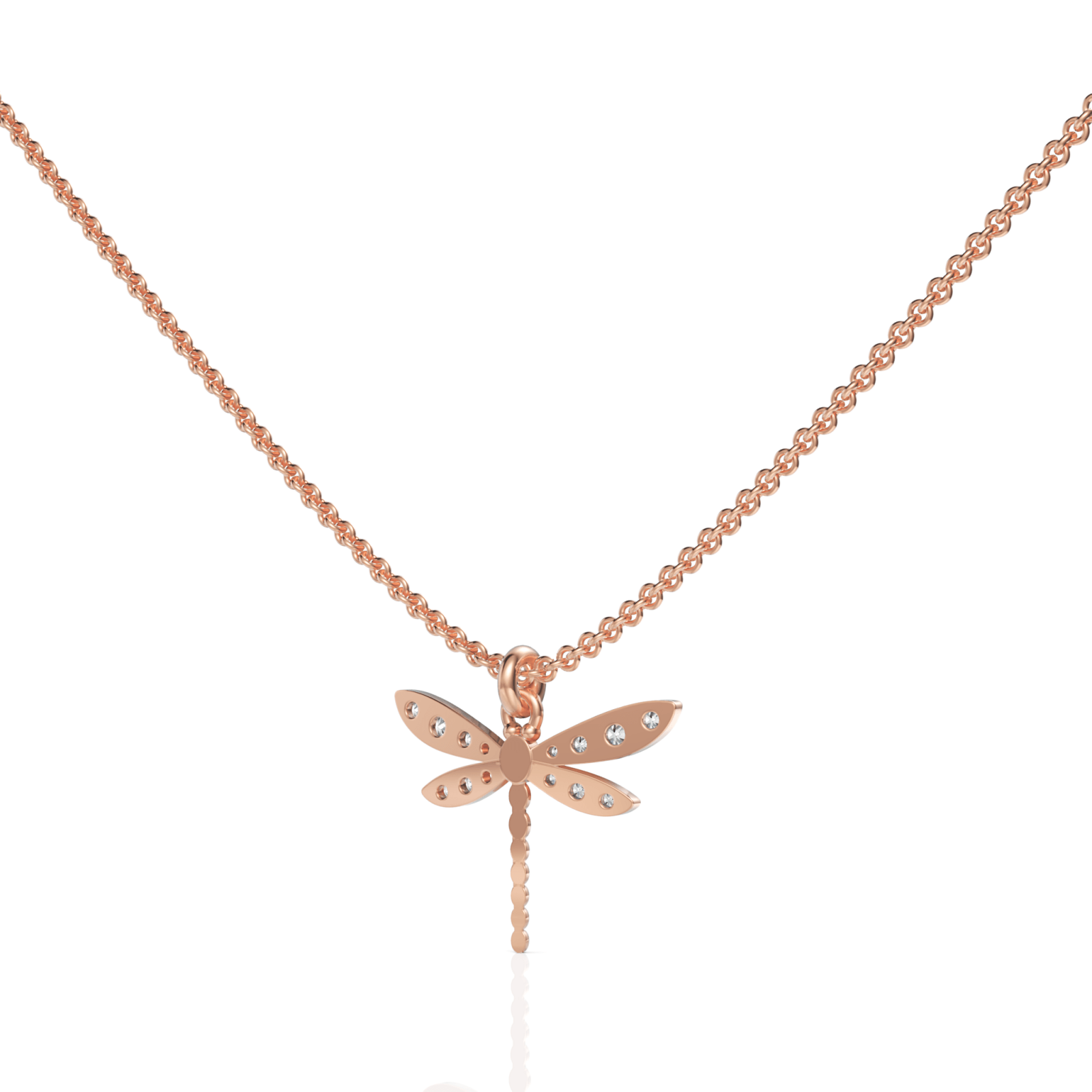 0.33CT Round Lab Diamond Dragon Fly Chain Pendant - Buvea Jewels