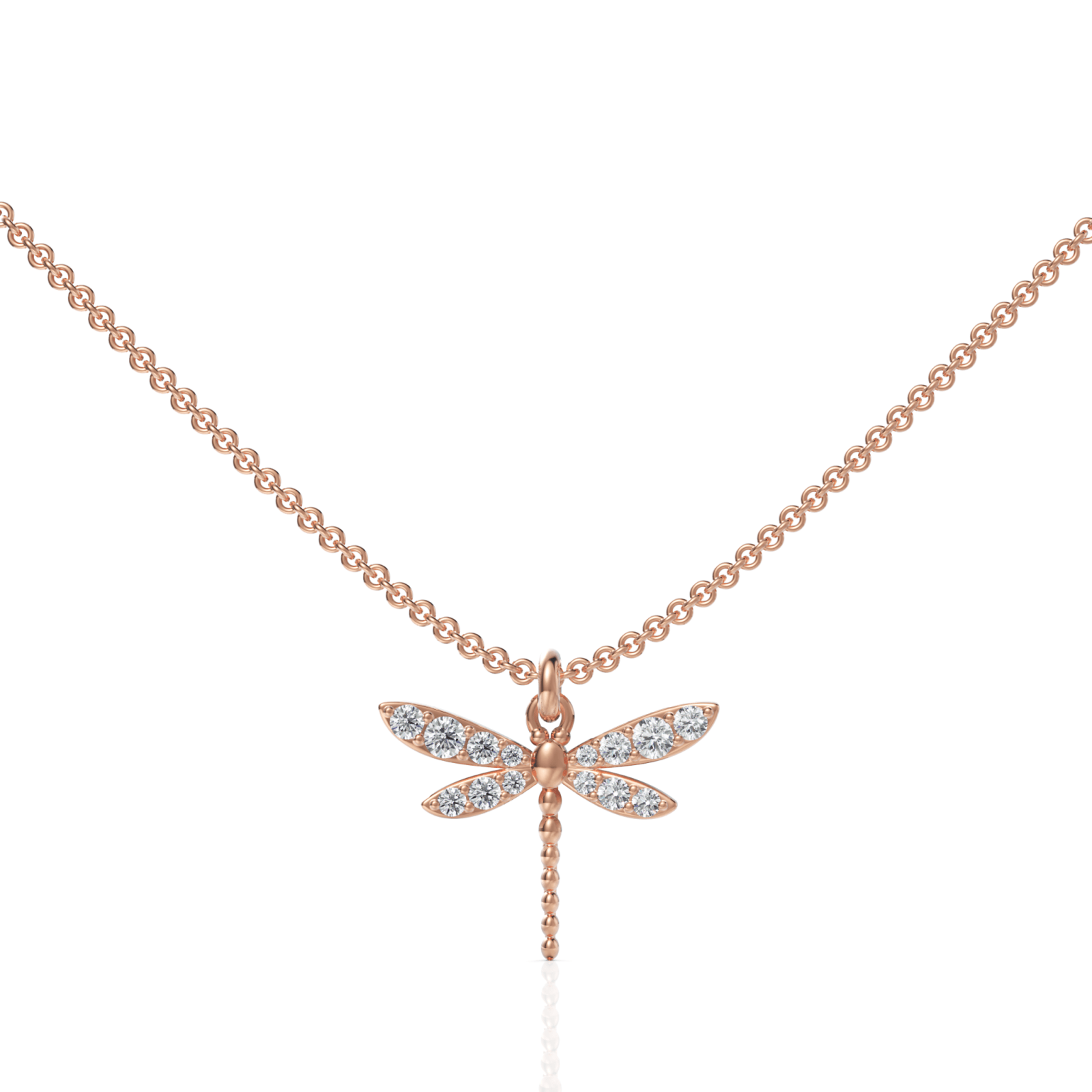 0.33CT Round Lab Diamond Dragon Fly Chain Pendant - Buvea Jewels