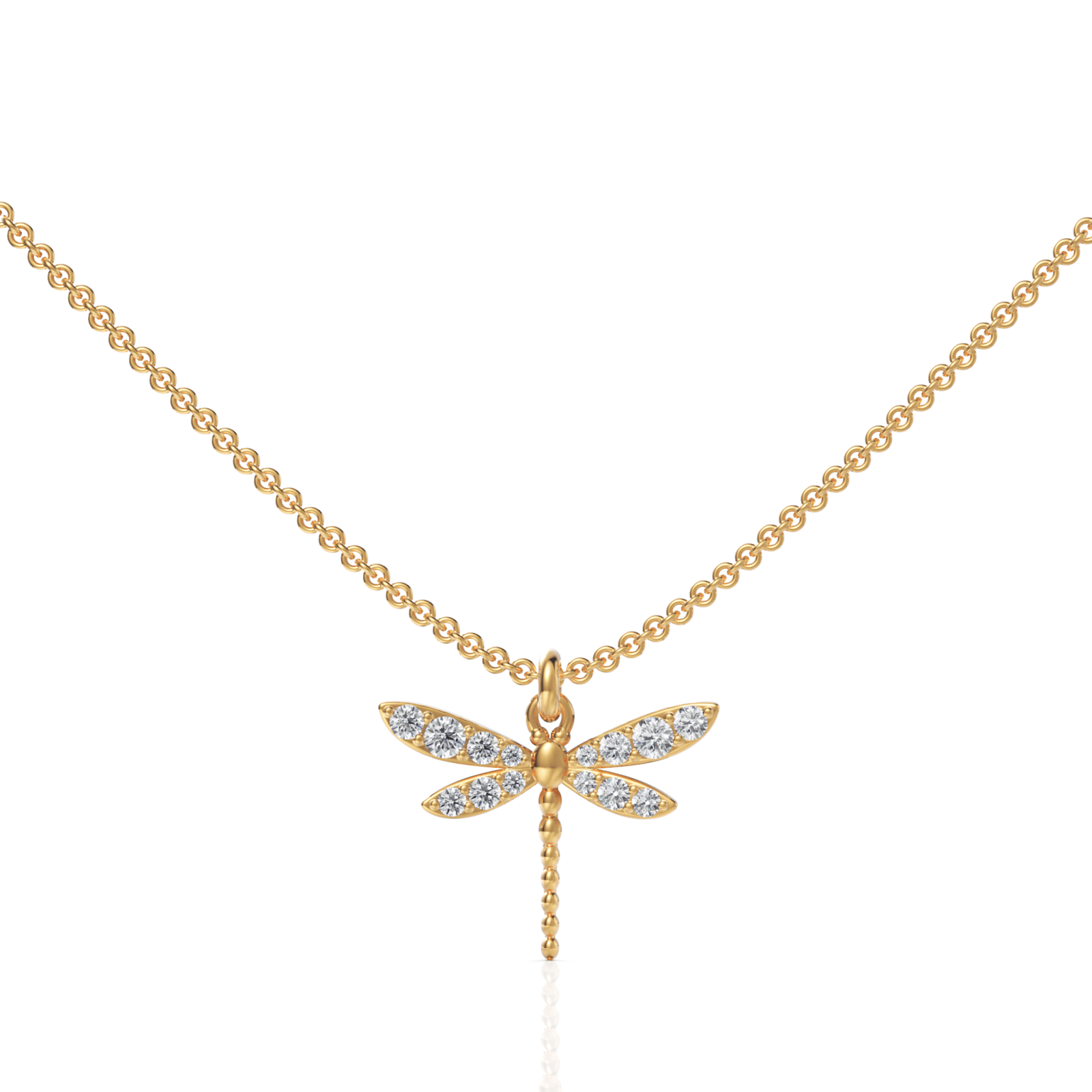 0.33CT Round Lab Diamond Dragon Fly Chain Pendant - Buvea Jewels