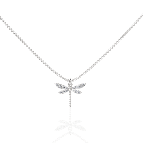 0.33CT Round Lab Diamond Dragon Fly Chain Pendant - Buvea Jewels