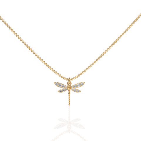 0.33CT Round Lab Diamond Dragon Fly Chain Pendant - Buvea Jewels