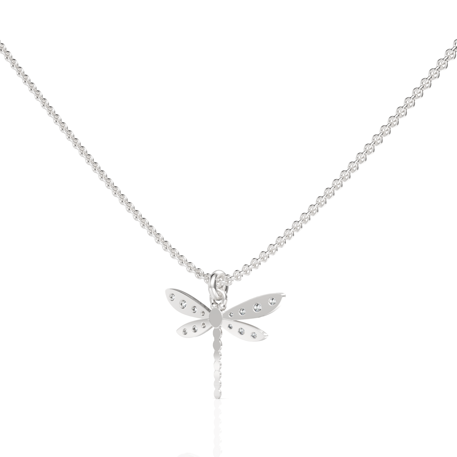 0.33CT Round Lab Diamond Dragon Fly Chain Pendant - Buvea Jewels