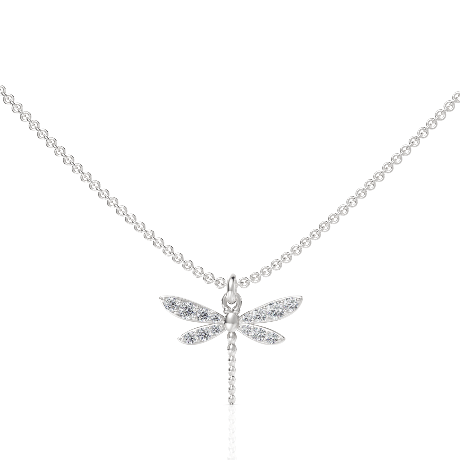 0.33CT Round Lab Diamond Dragon Fly Chain Pendant - Buvea Jewels