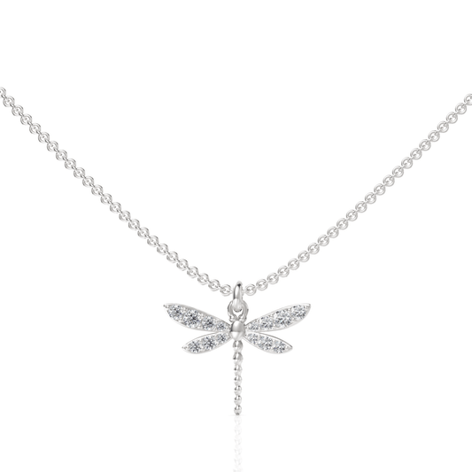 0.33CT Round Lab Diamond Dragon Fly Chain Pendant - Buvea Jewels