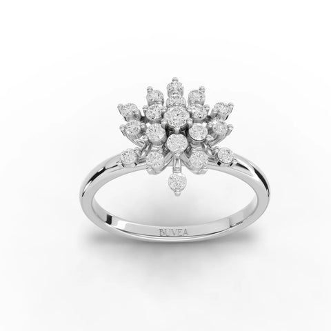 0.33CT Round Moissanite Premium Snow Flake Ring - Buvea Jewels