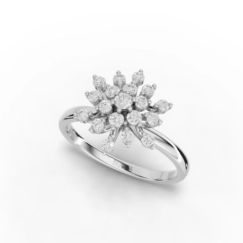 0.33CT Round Moissanite Premium Snow Flake Ring - Buvea Jewels
