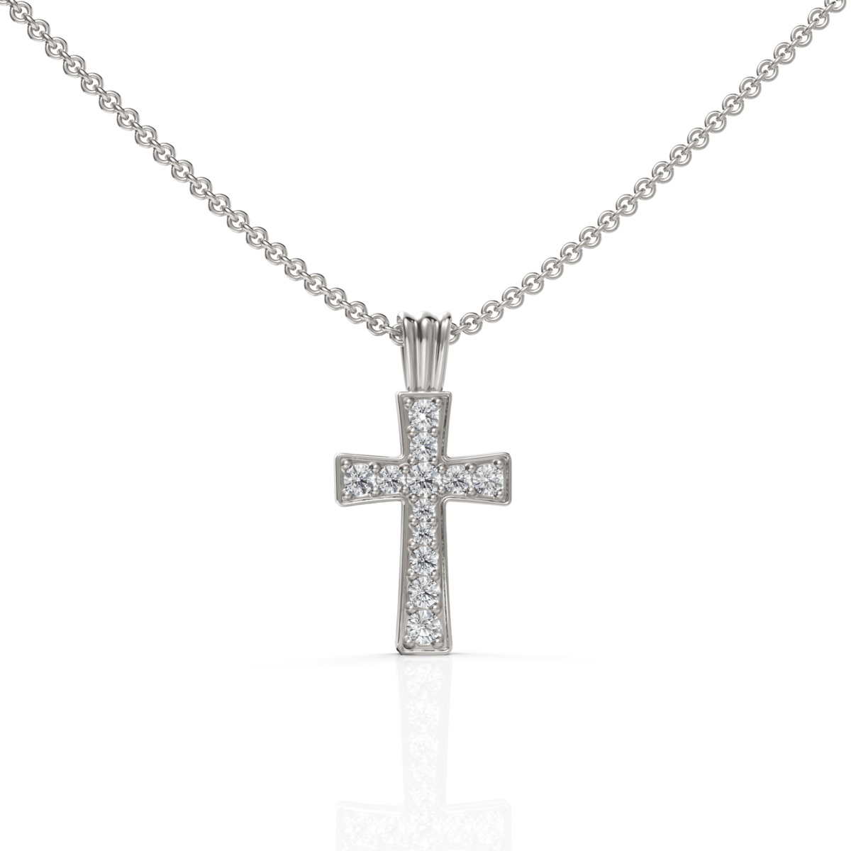 0.35CT Round Lab Diamond Cross Pendant - Buvea Jewels