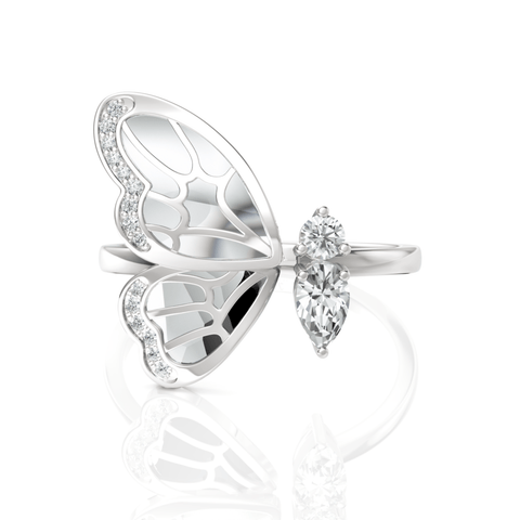 0.36CT Pear Lab Diamond Premium Butterfly Fashion Ring - Buvea Jewels