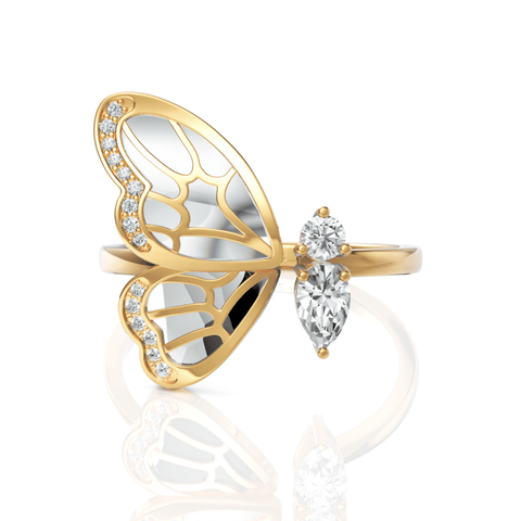 0.36CT Pear Lab Diamond Premium Butterfly Fashion Ring - Buvea Jewels