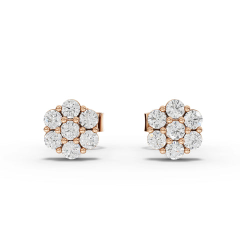 0.42CT Round Lab Diamond Cluster Earrings - Buvea Jewels