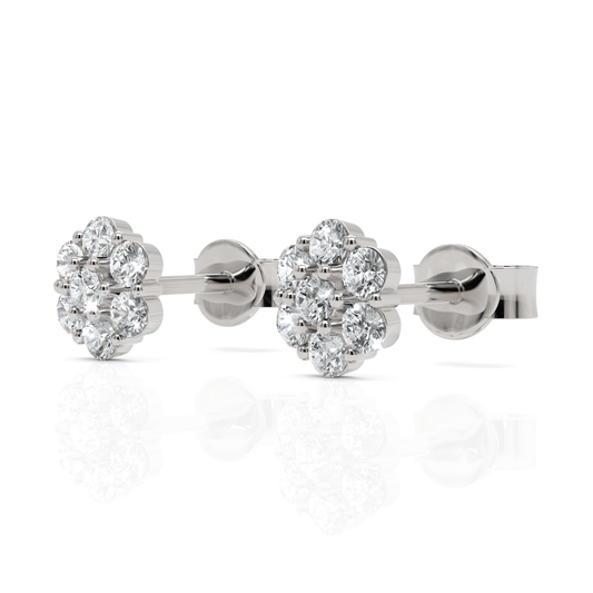 0.42CT Round Lab Diamond Cluster Earrings - Buvea Jewels