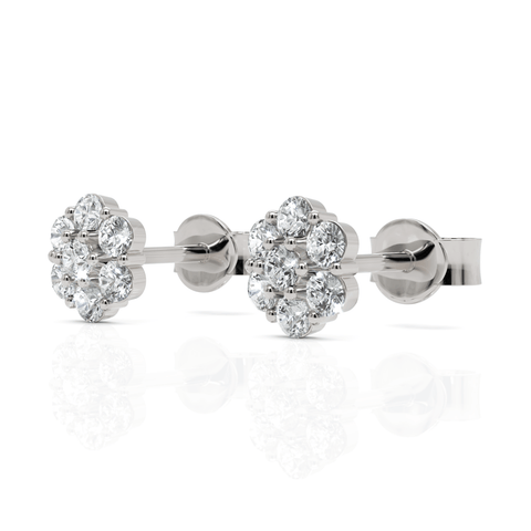 0.42CT Round Lab Diamond Cluster Earrings - Buvea Jewels