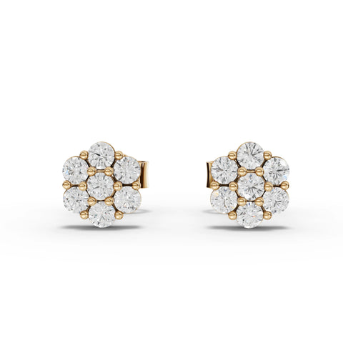 0.42CT Round Lab Diamond Cluster Earrings - Buvea Jewels