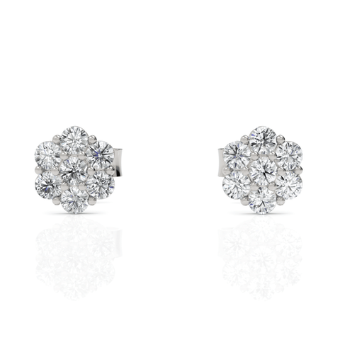 0.42CT Round Lab Diamond Cluster Earrings - Buvea Jewels