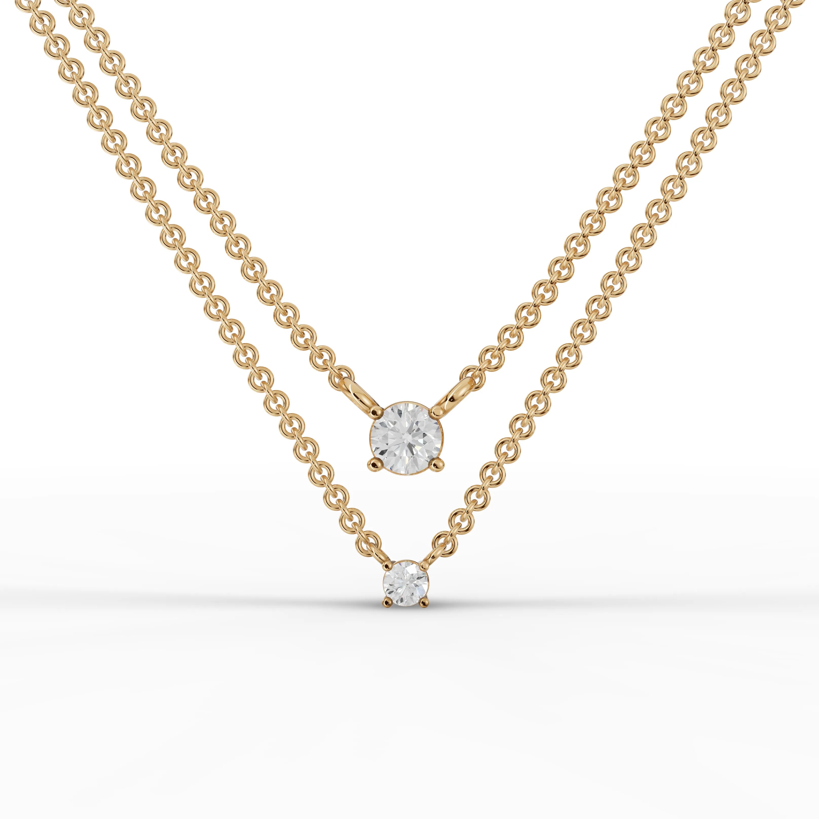 0.42CT Round Lab Diamond V Shaped Chain Pendant - Buvea Jewels