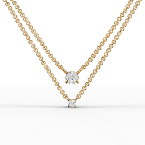 0.42CT Round Lab Diamond V Shaped Chain Pendant - Buvea Jewels