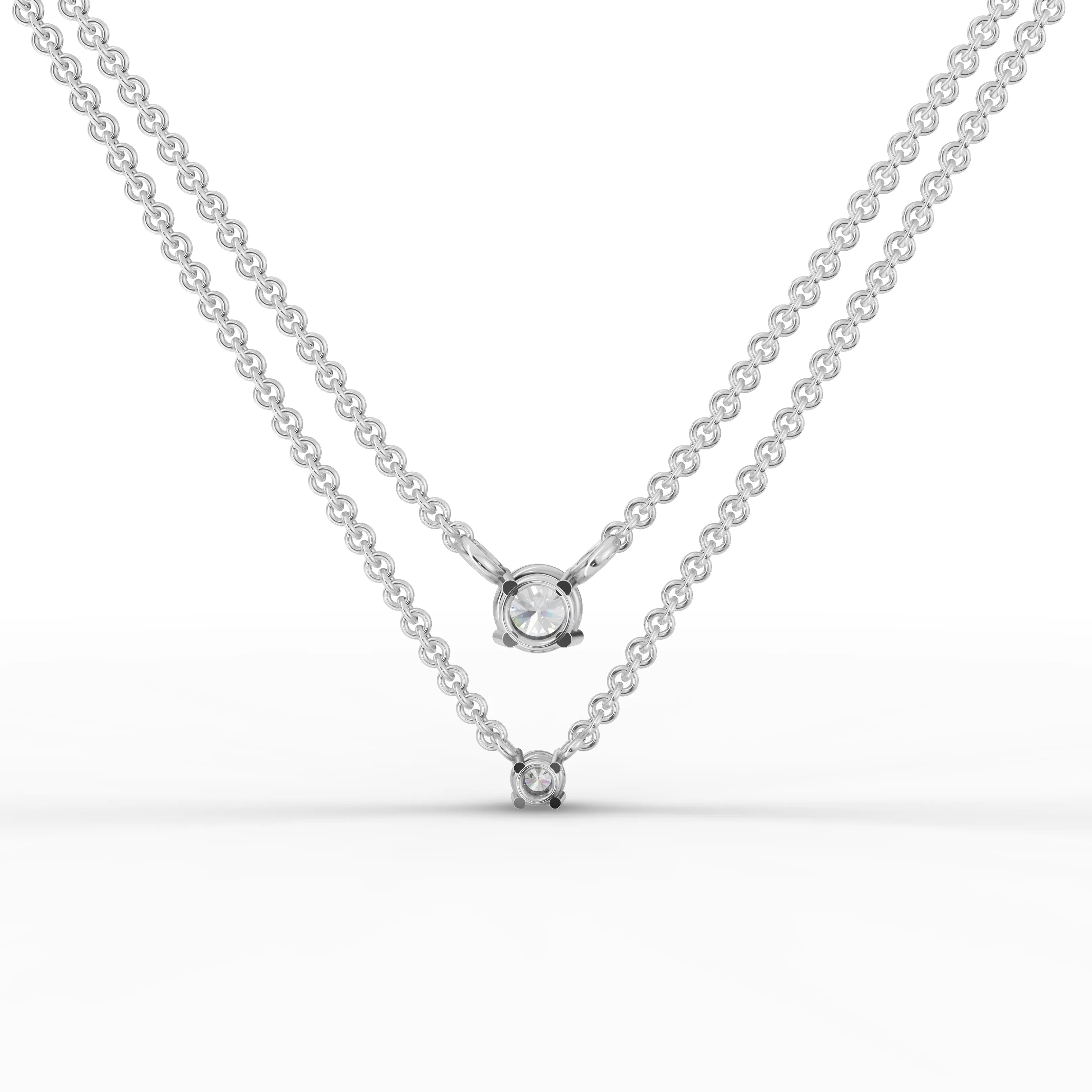 0.42CT Round Lab Diamond V Shaped Chain Pendant - Buvea Jewels