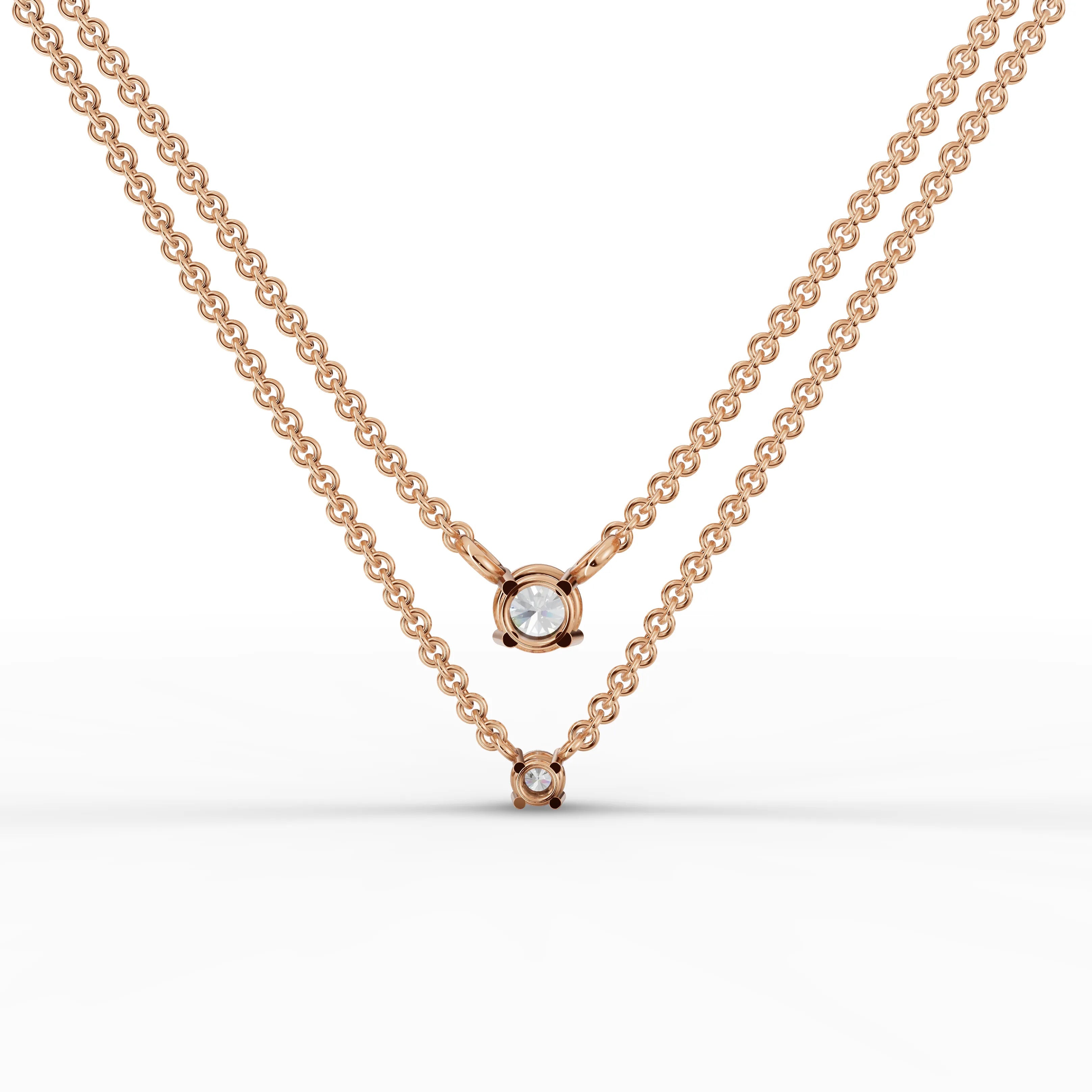0.42CT Round Lab Diamond V Shaped Chain Pendant - Buvea Jewels