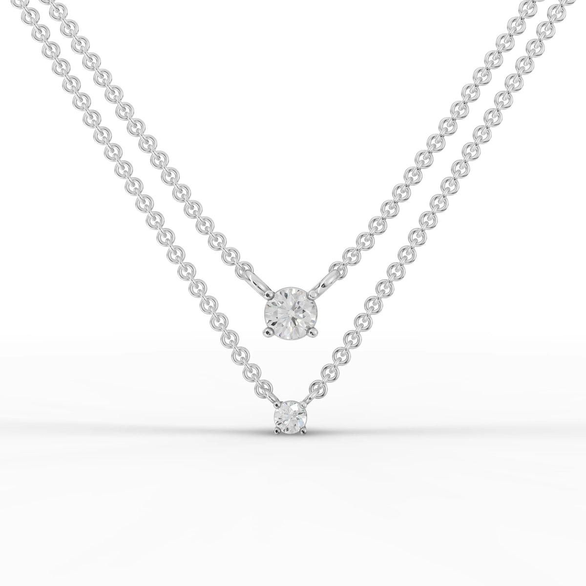 0.42CT Round Lab Diamond V Shaped Chain Pendant - Buvea Jewels