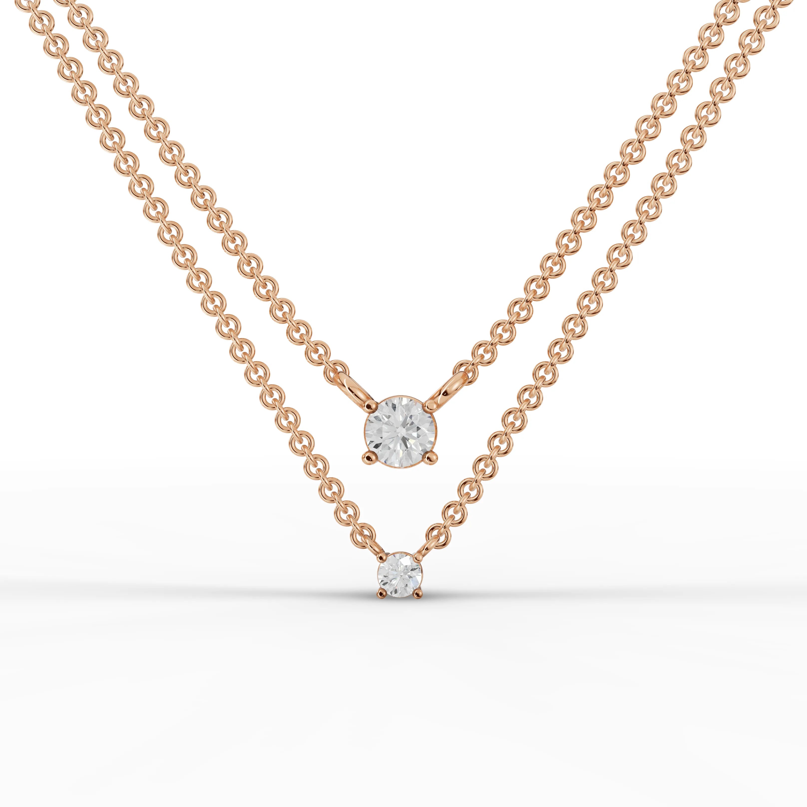 0.42CT Round Lab Diamond V Shaped Chain Pendant - Buvea Jewels