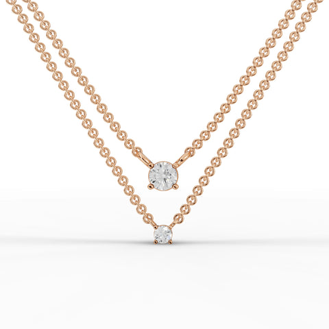 0.42CT Round Lab Diamond V Shaped Chain Pendant - Buvea Jewels
