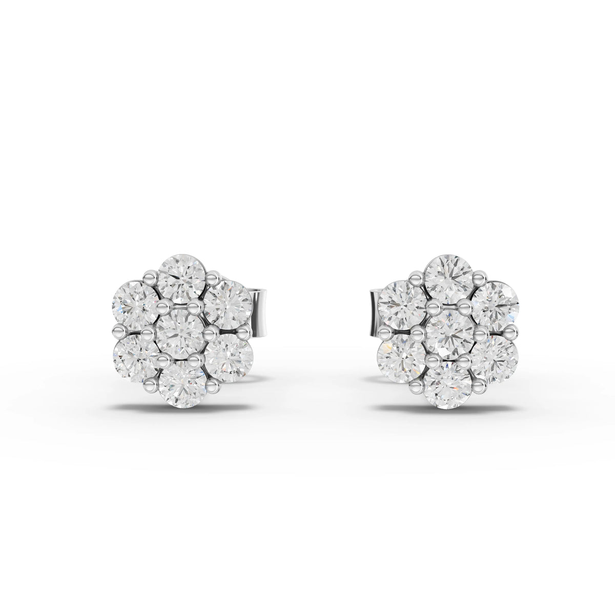0.42CT Round Moissanite Cluster Earrings - Buvea Jewels