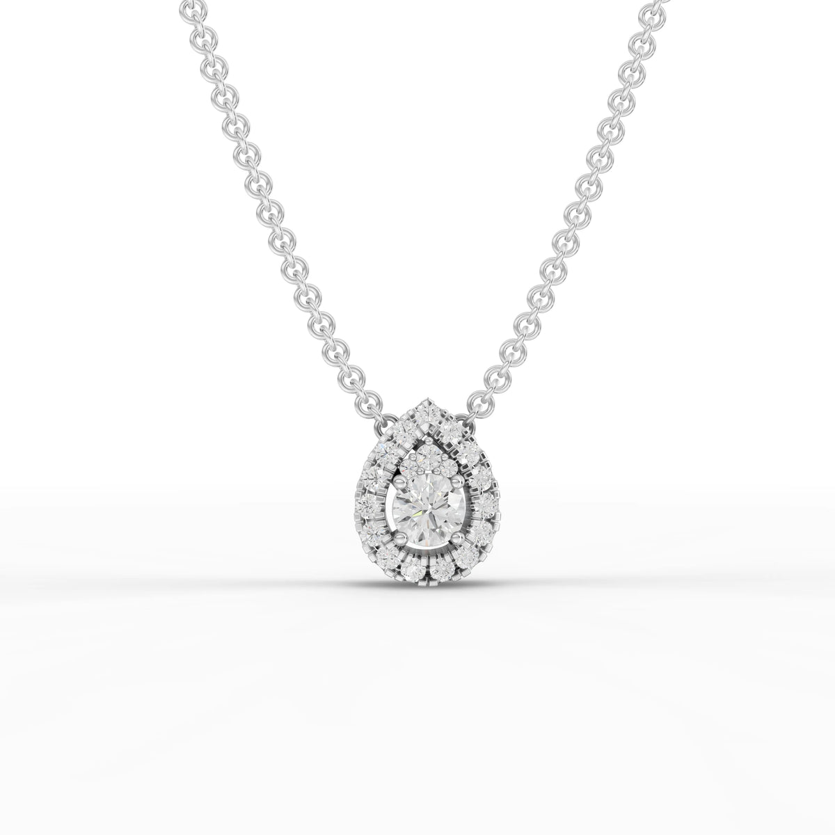 0.44CT Round Lab Diamond Teardrop Halo Pendant - Buvea Jewels
