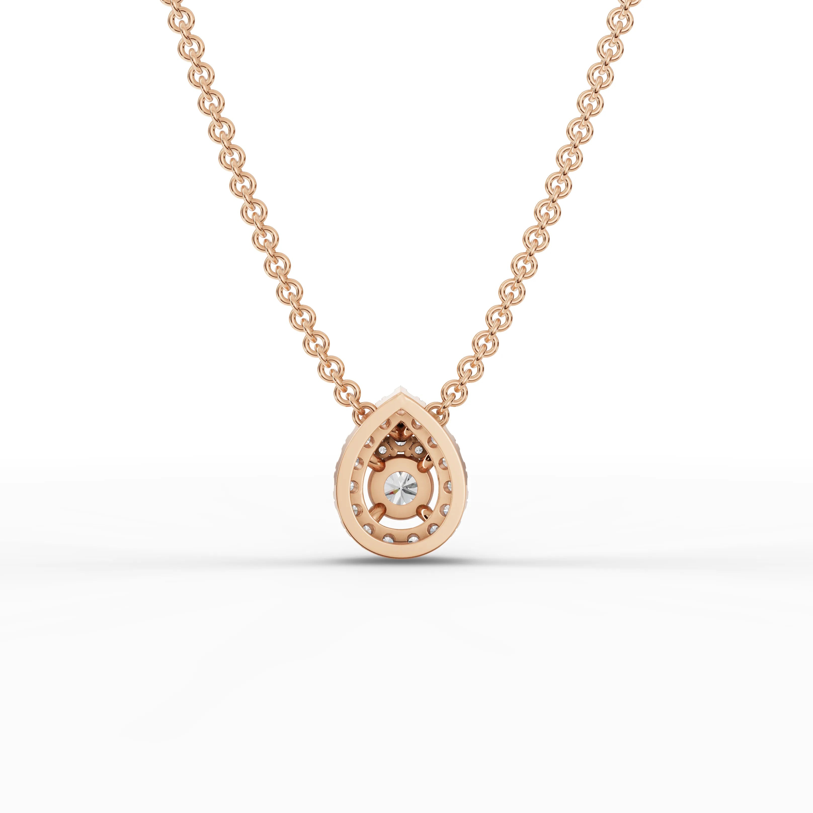0.44CT Round Lab Diamond Teardrop Halo Pendant - Buvea Jewels