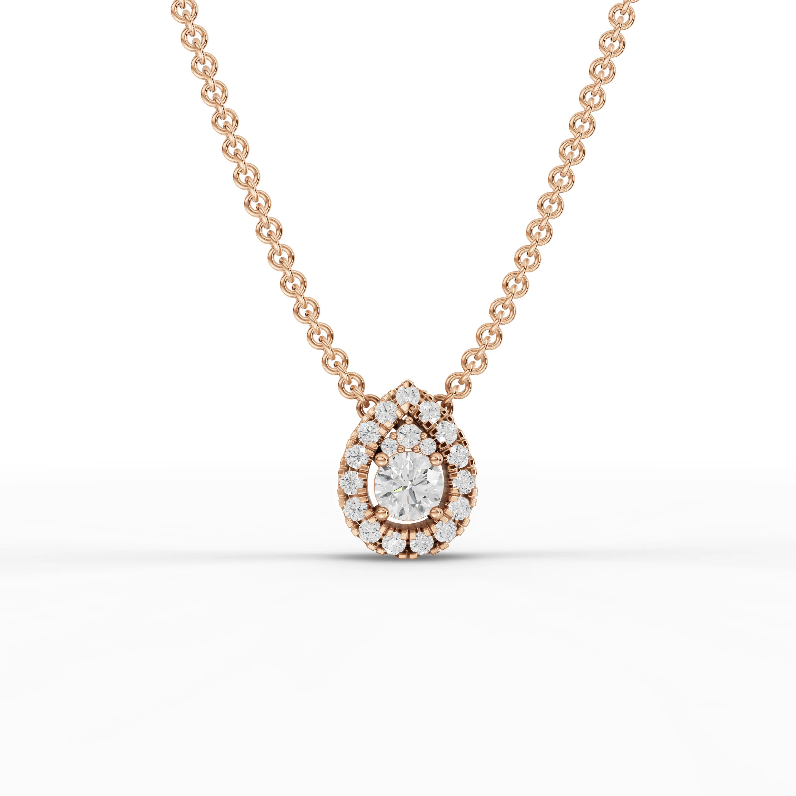 0.44CT Round Lab Diamond Teardrop Halo Pendant - Buvea Jewels