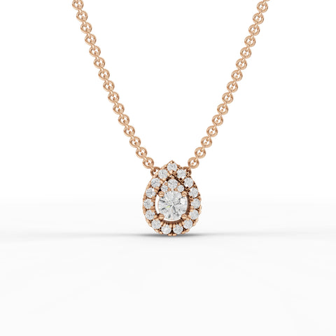 0.44CT Round Lab Diamond Teardrop Halo Pendant - Buvea Jewels