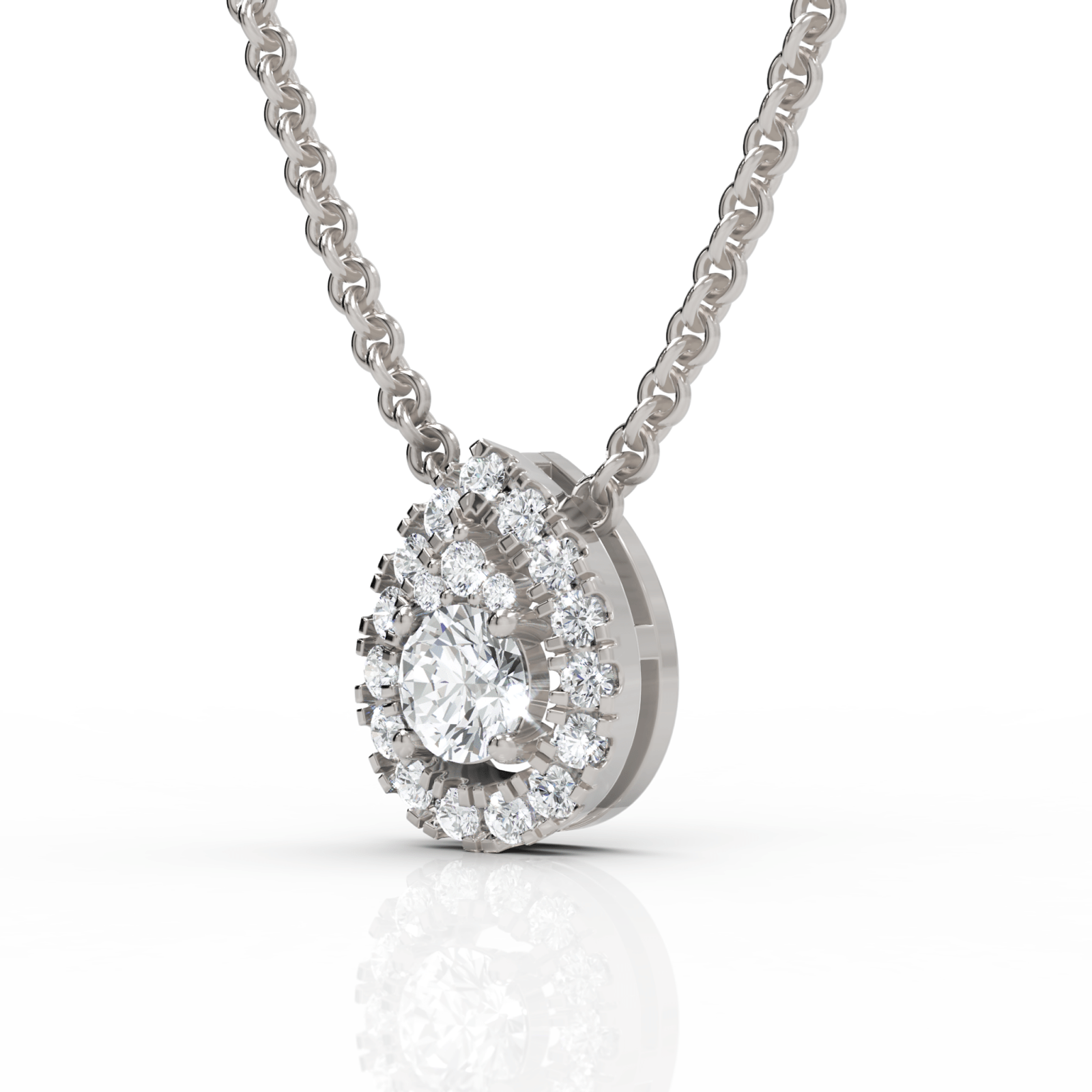 0.44CT Round Lab Diamond Teardrop Halo Pendant - Buvea Jewels