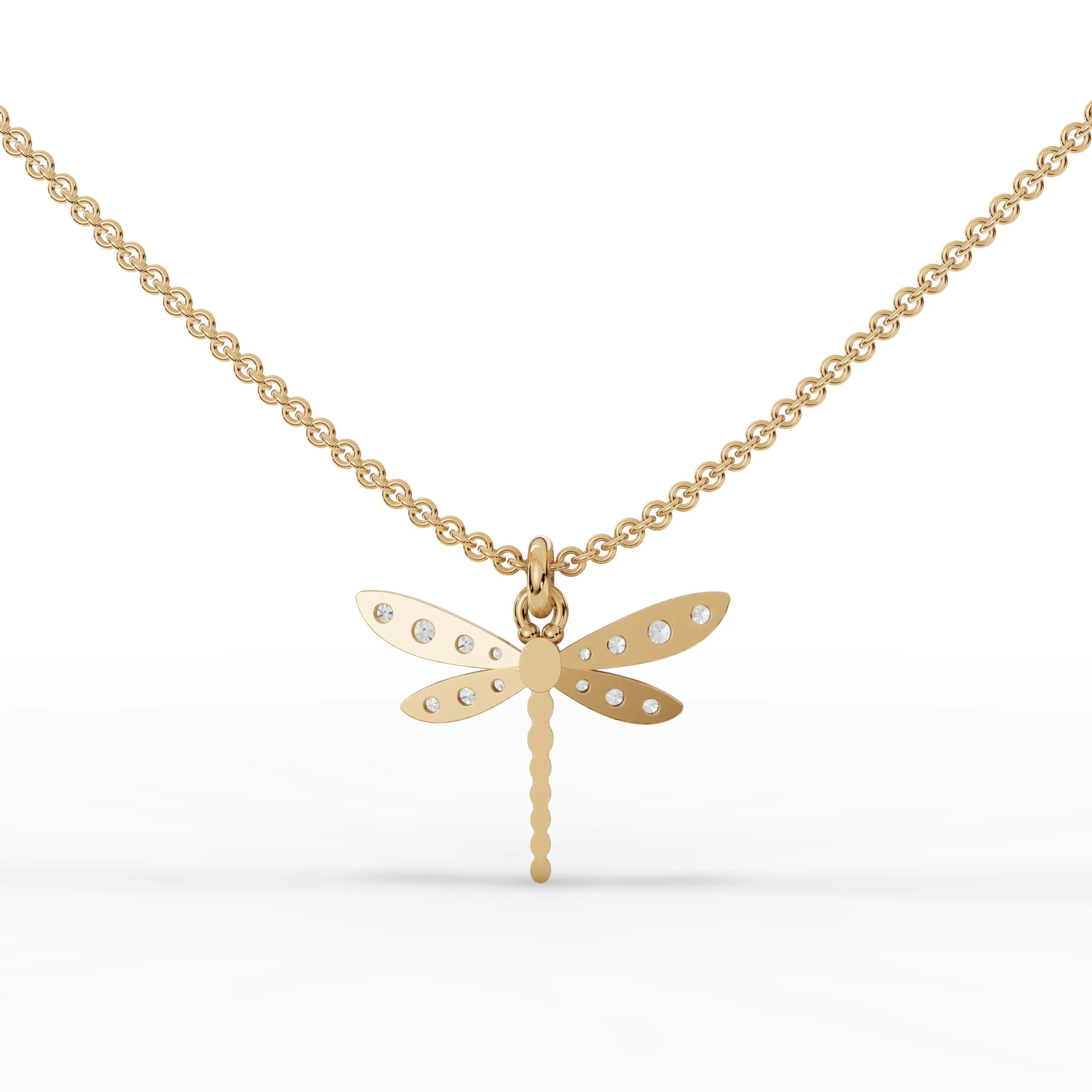 0.47CT Round Lab Diamond Dragon Fly Chain Pendant - Buvea Jewels