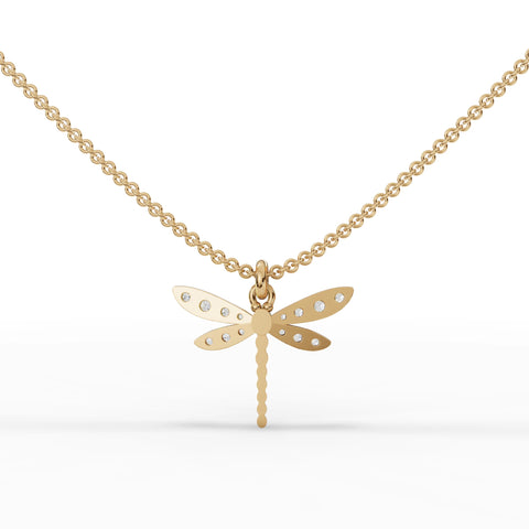 0.47CT Round Lab Diamond Dragon Fly Chain Pendant - Buvea Jewels