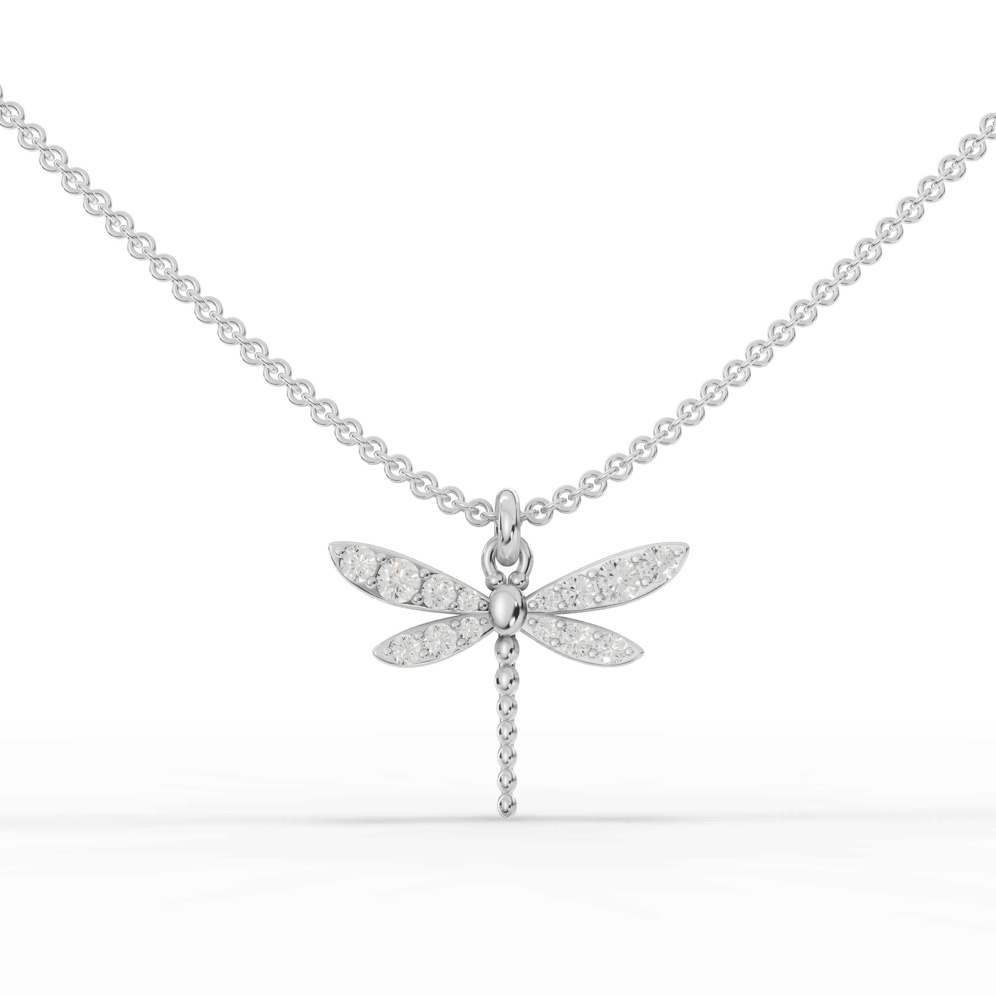 0.47CT Round Lab Diamond Dragon Fly Chain Pendant - Buvea Jewels