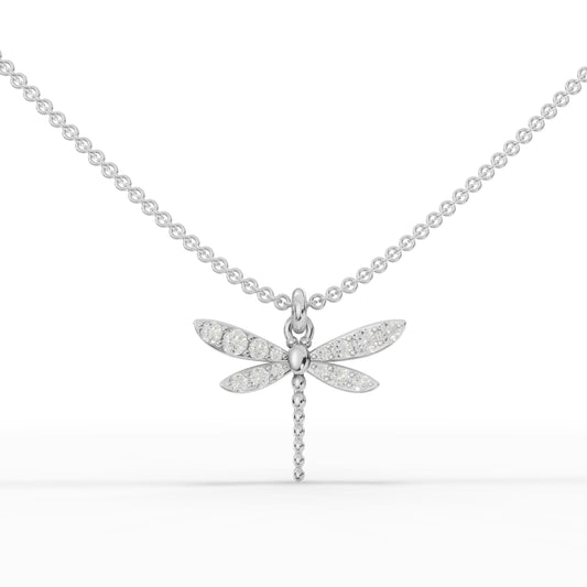 0.47CT Round Lab Diamond Dragon Fly Chain Pendant - Buvea Jewels