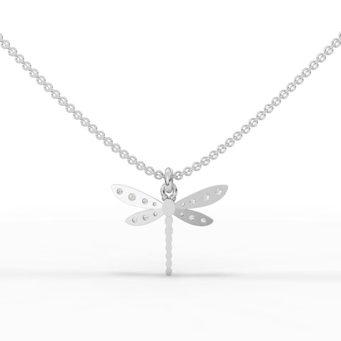 0.47CT Round Lab Diamond Dragon Fly Chain Pendant - Buvea Jewels