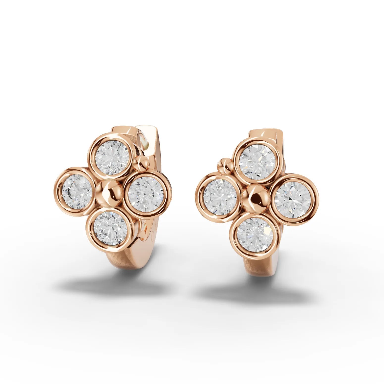 0.48CT Round Lab Diamond Cluster Huggie Earrings - Buvea Jewels