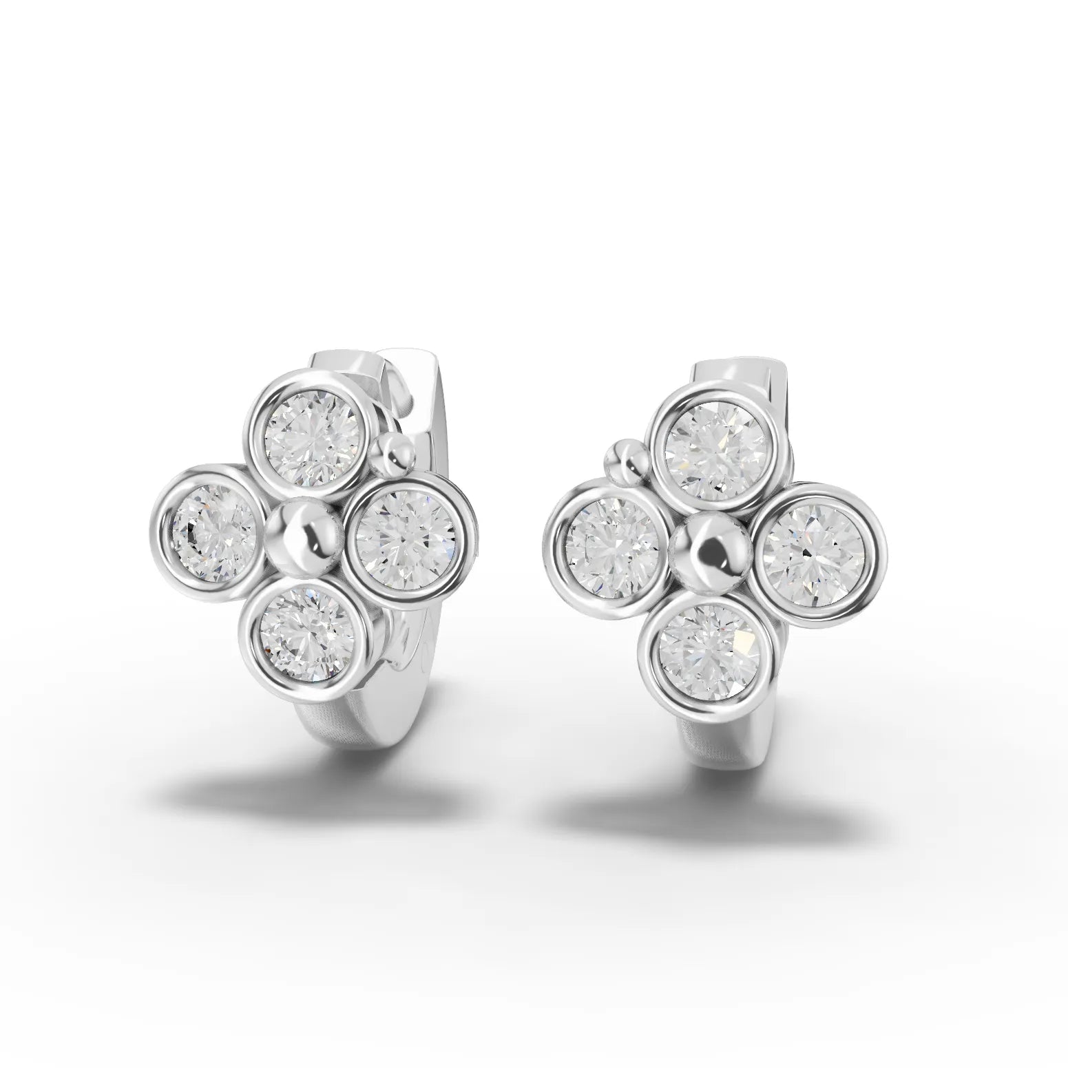 0.48CT Round Lab Diamond Cluster Huggie Earrings - Buvea Jewels