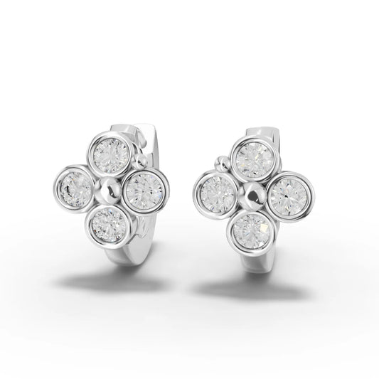 0.48CT Round Lab Diamond Cluster Huggie Earrings - Buvea Jewels