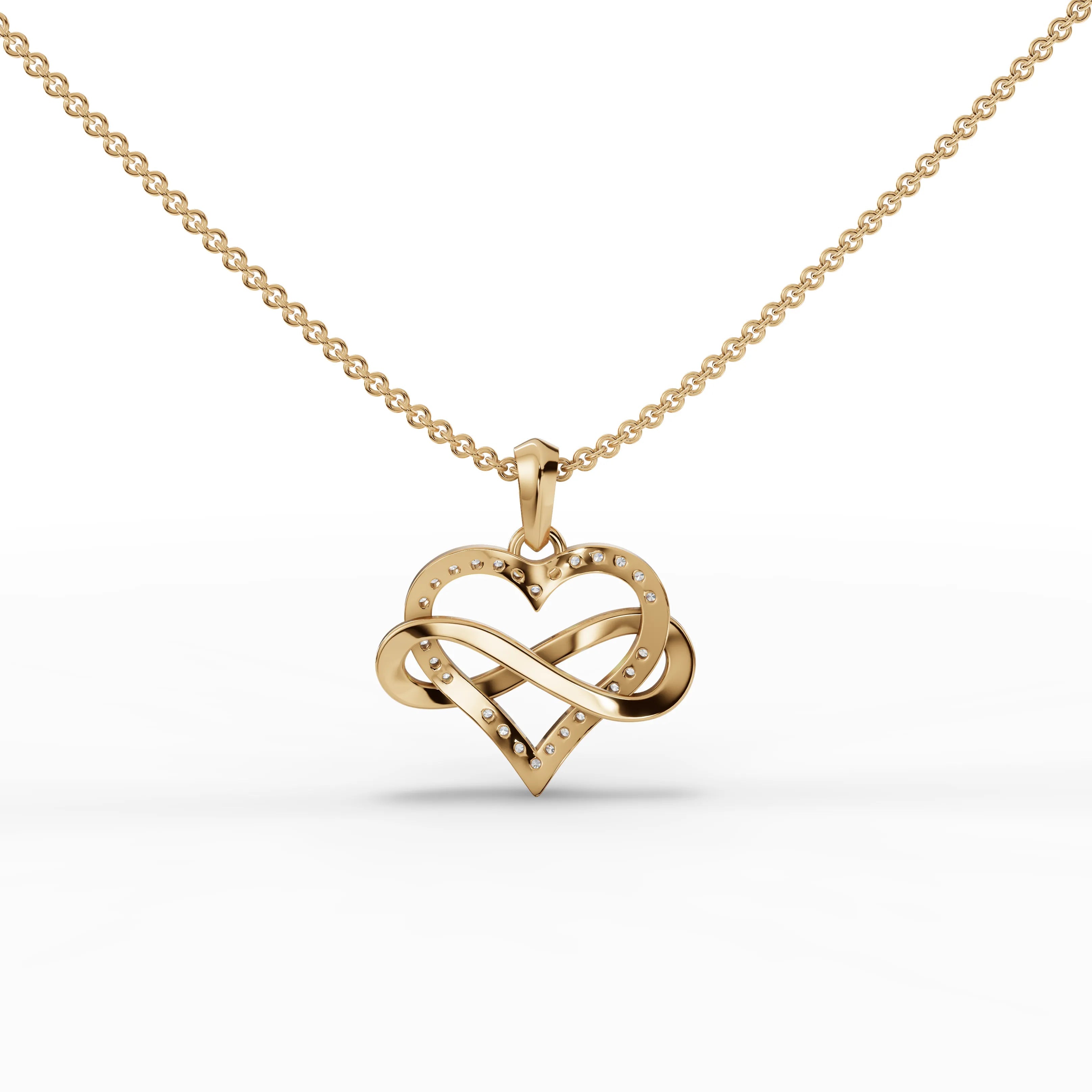 0.48CT Round Lab Diamond Heart Infinity Chain Pendant - Buvea Jewels