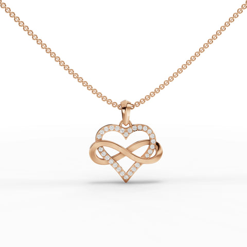 0.48CT Round Lab Diamond Heart Infinity Chain Pendant - Buvea Jewels