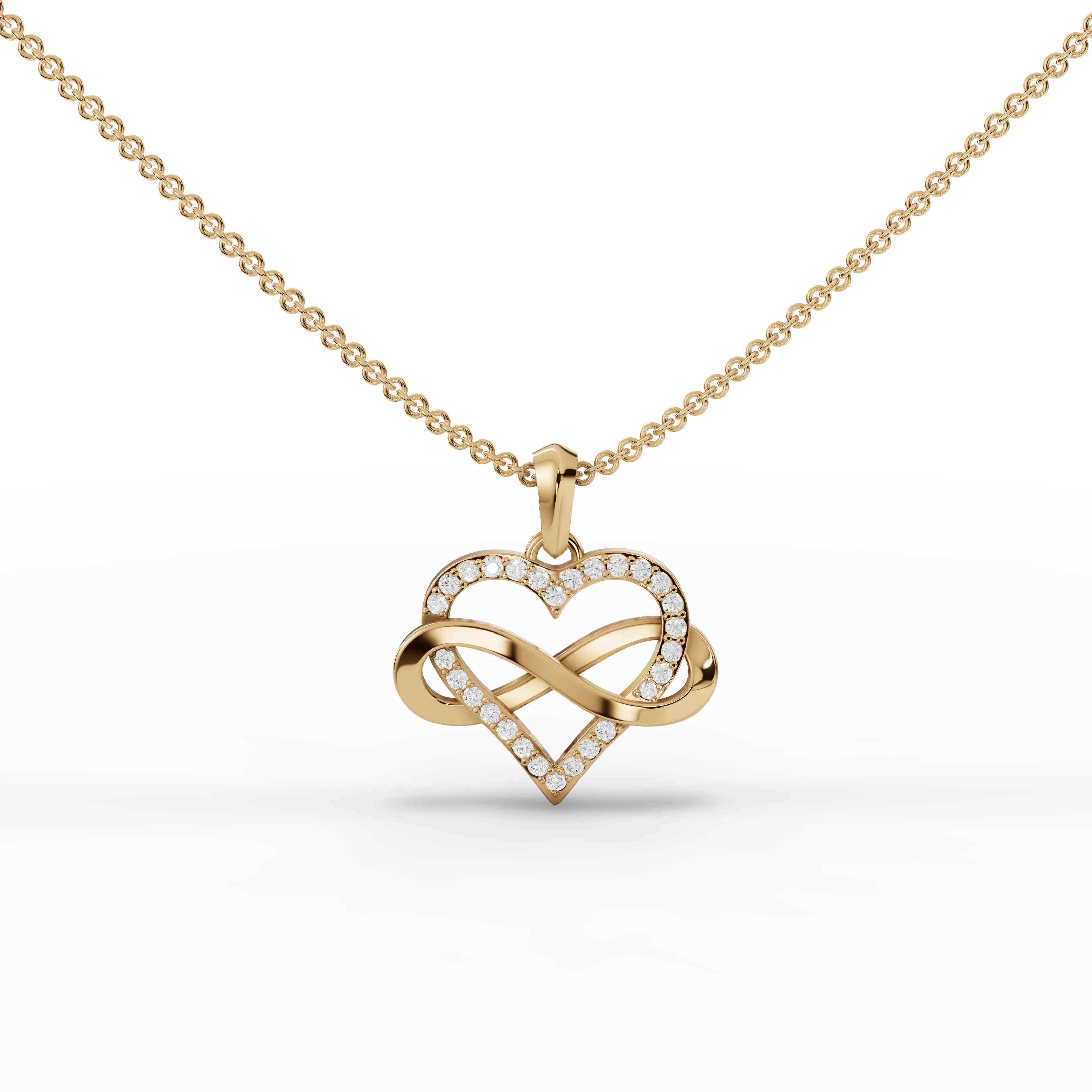 0.48CT Round Lab Diamond Heart Infinity Chain Pendant - Buvea Jewels