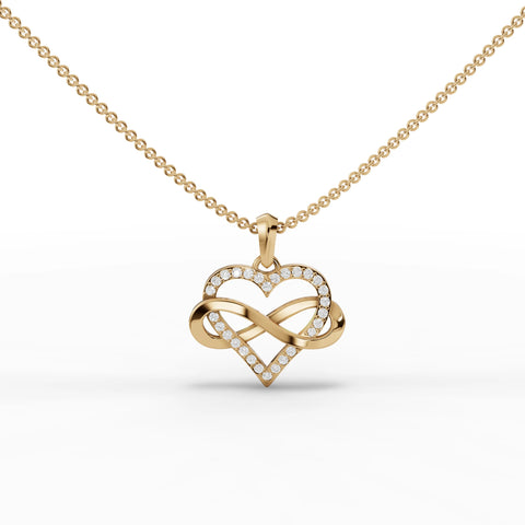0.48CT Round Lab Diamond Heart Infinity Chain Pendant - Buvea Jewels