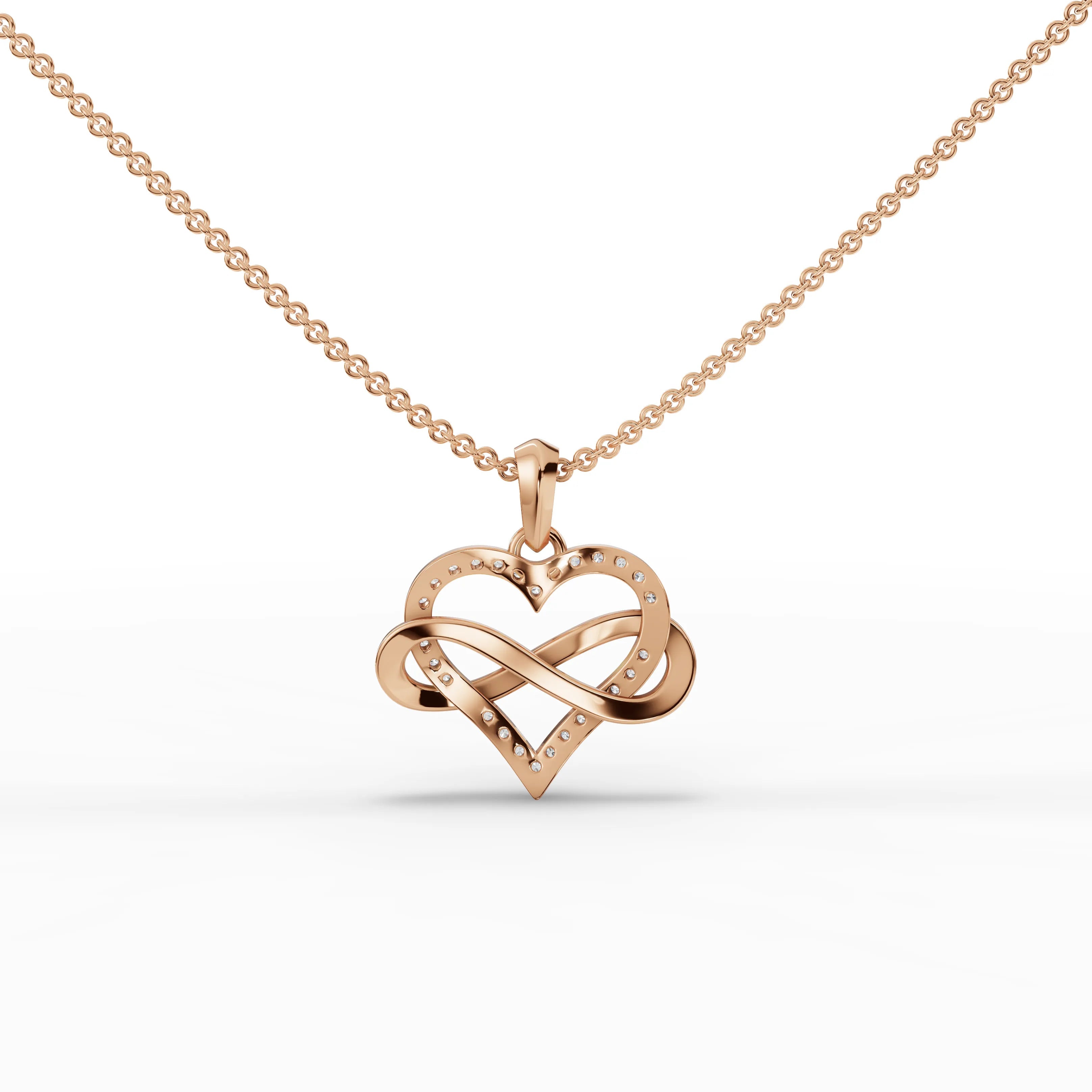 0.48CT Round Lab Diamond Heart Infinity Chain Pendant - Buvea Jewels