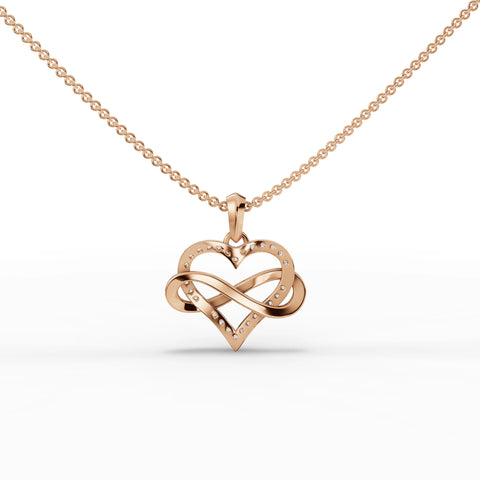 0.48CT Round Lab Diamond Heart Infinity Chain Pendant - Buvea Jewels
