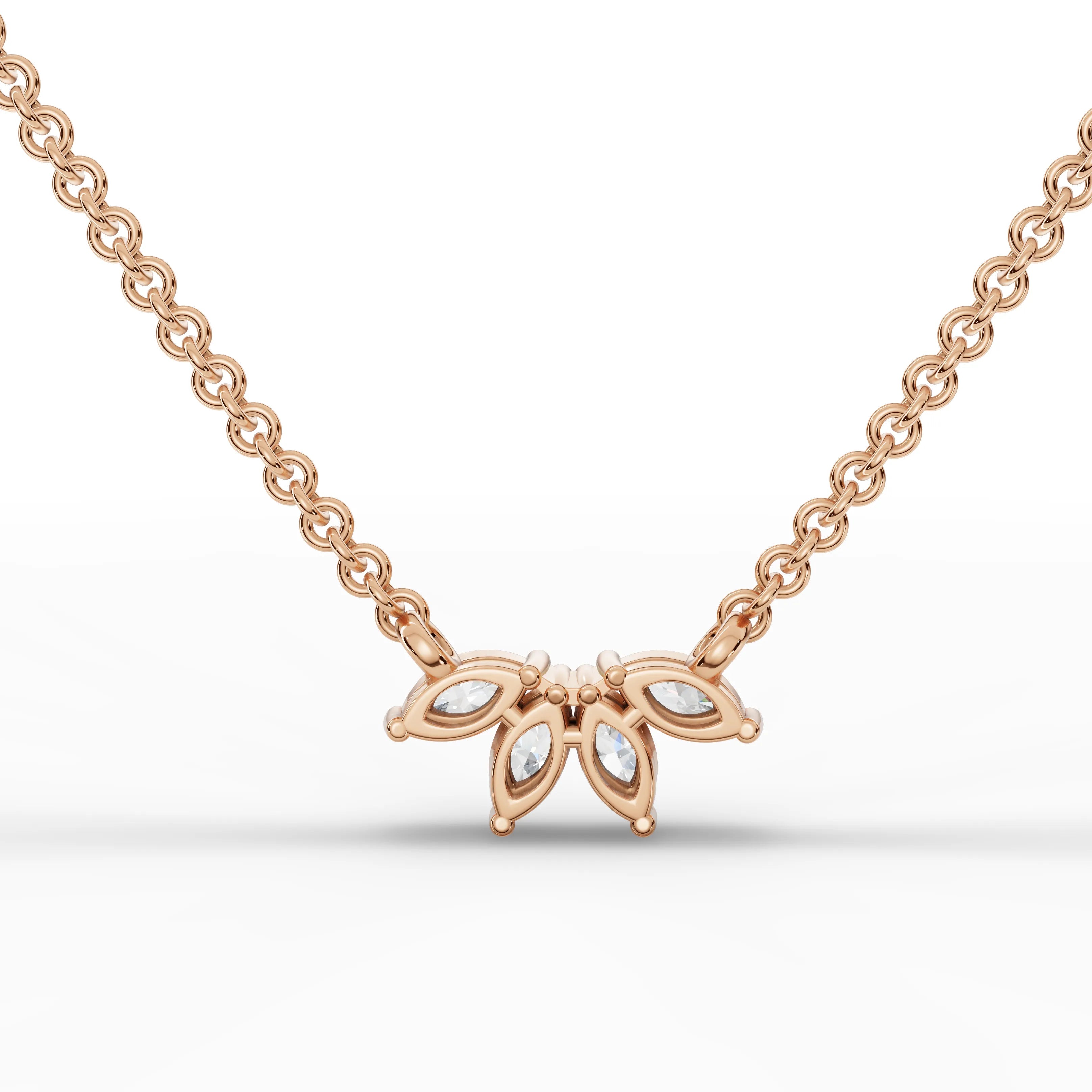 0.4CT Marquise Lab Diamond Cluster Chain Pendant - Buvea Jewels
