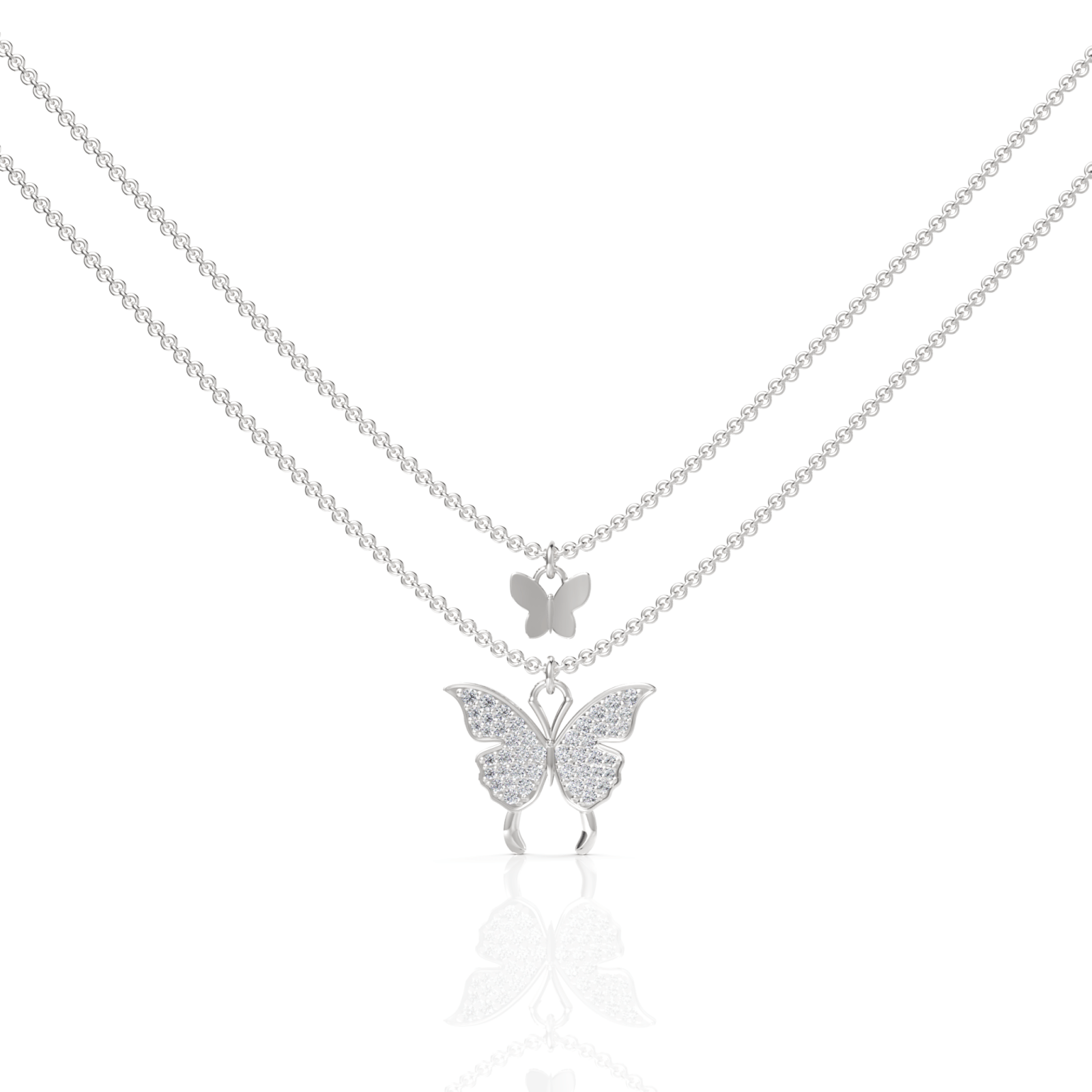 0.4CT Round Lab Diamond Layered Butterfly Chain Pendant - Buvea Jewels